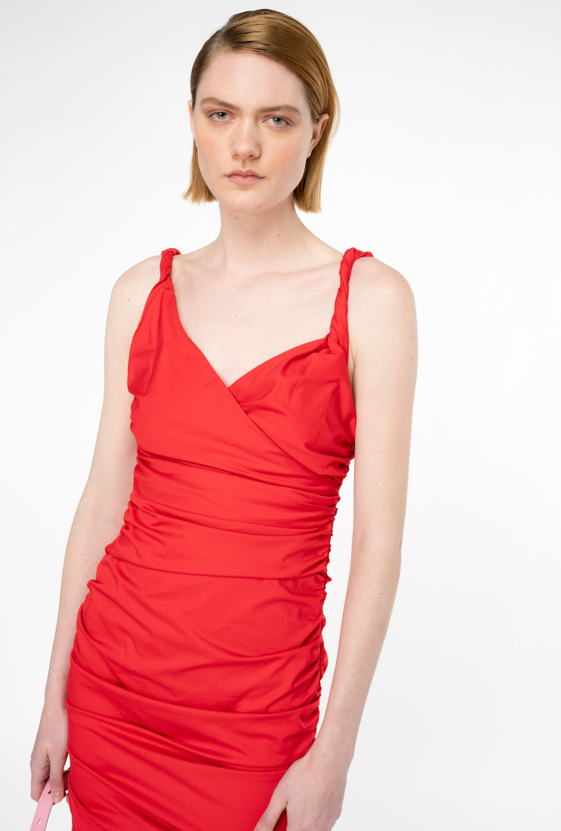 GATHERED TECHNICAL SATIN MINI DRESS 3