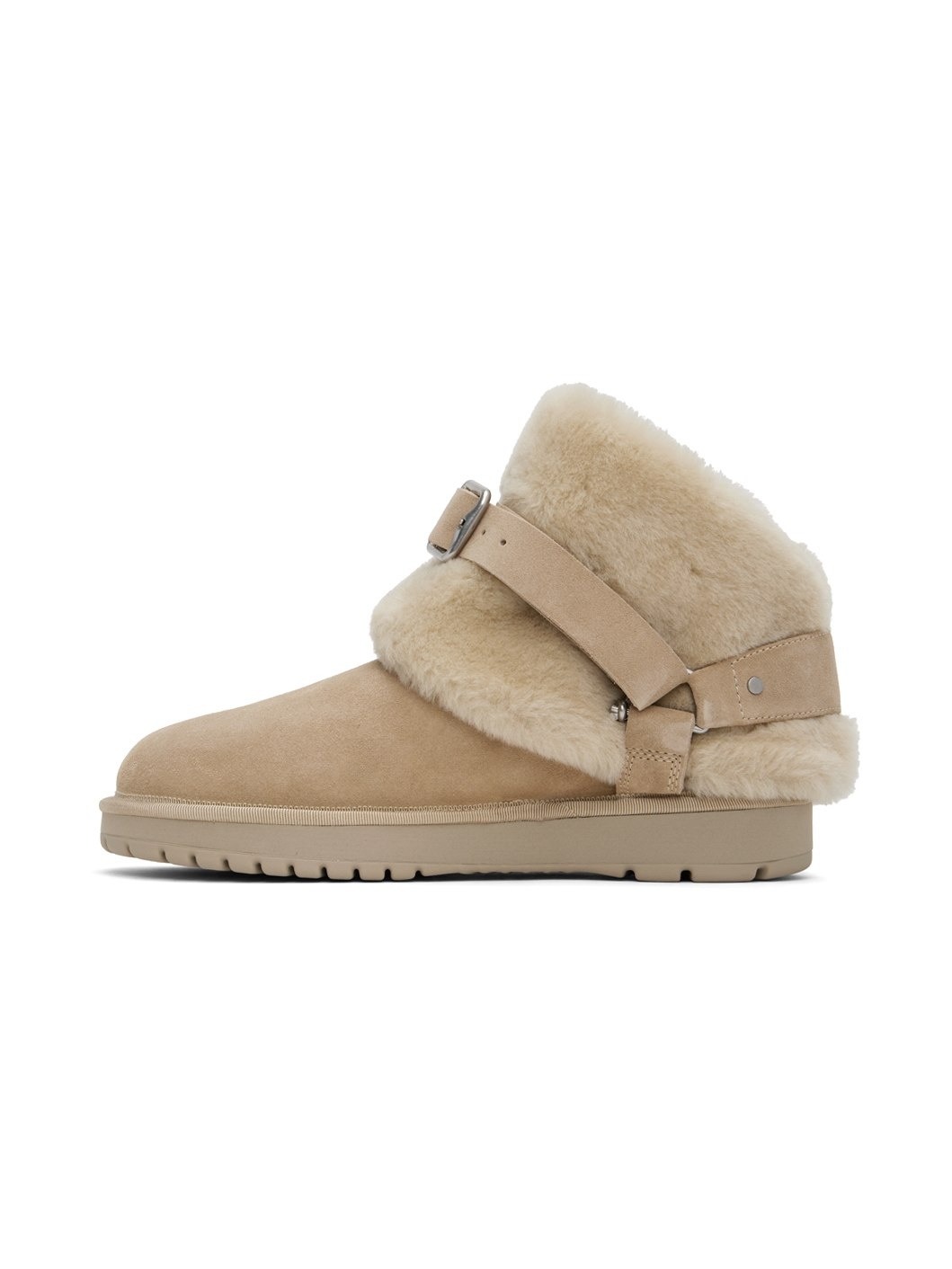 Beige Suede & Shearling Chubby Boots - 3