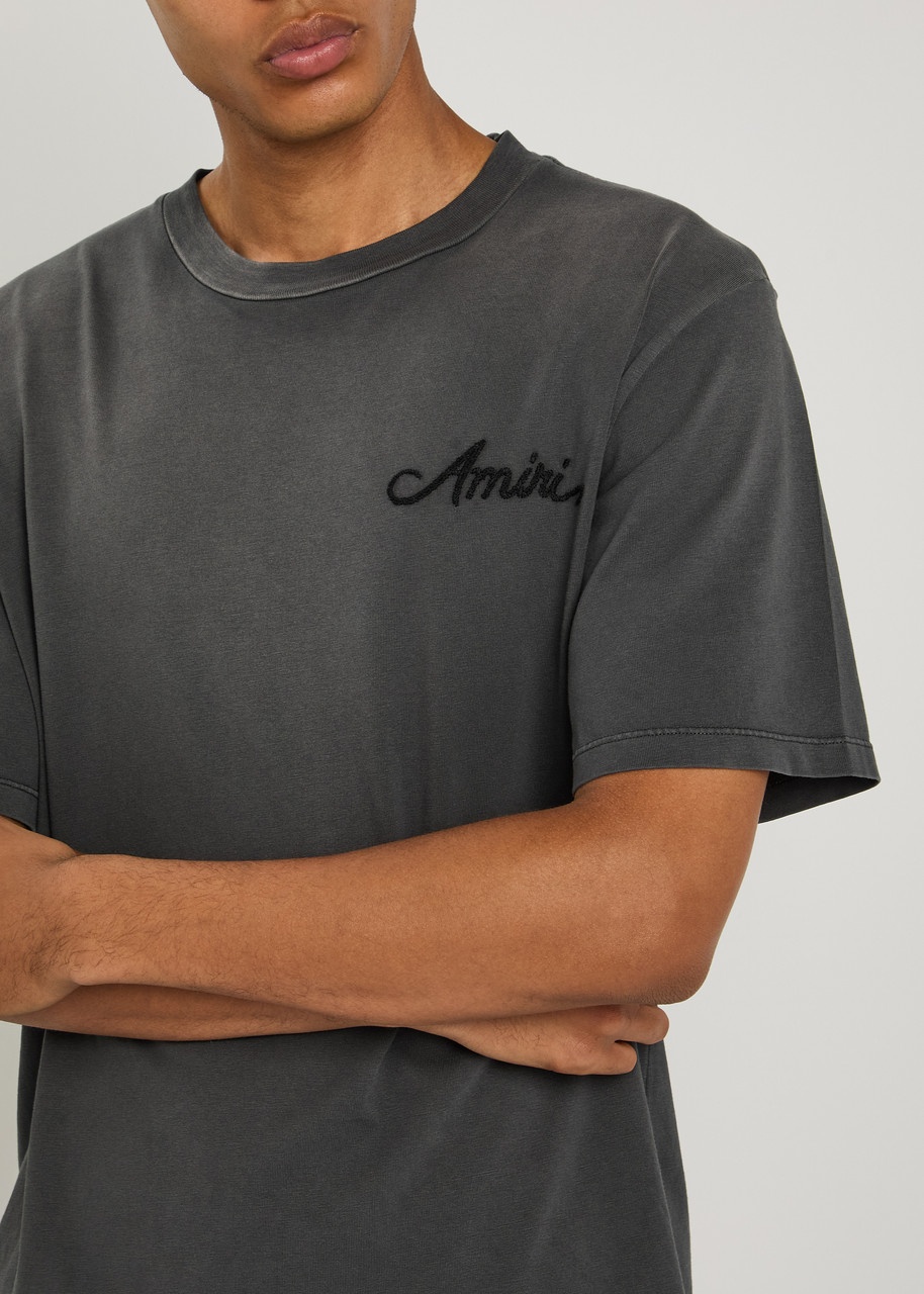 Amiri Bleach Bandana Patch Logo Cotton T-shirt - 5