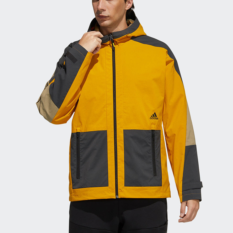 adidas adidas Th Wv Block Jkt Colorblock Hooded Jacket Gold Color H40225 outlook