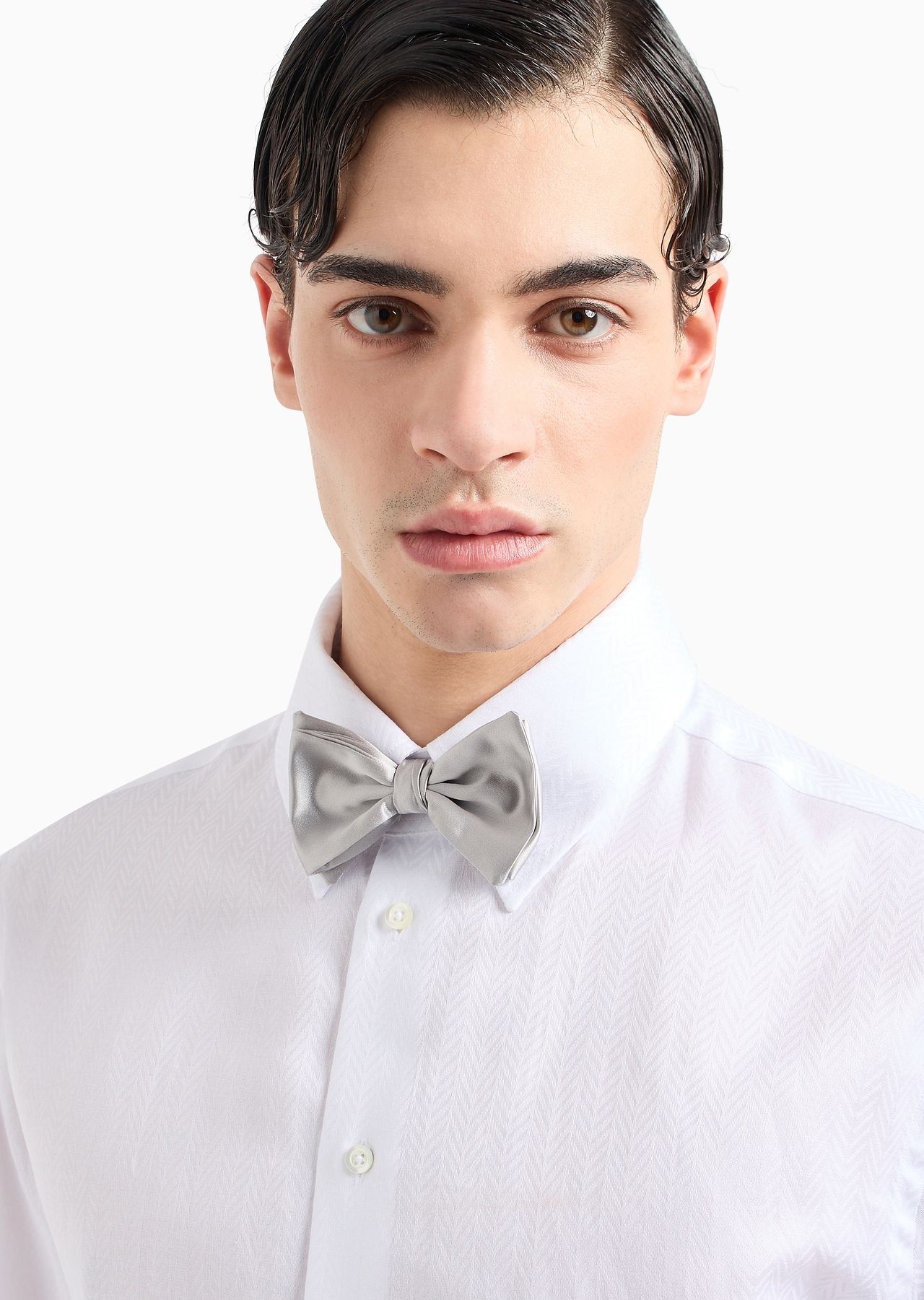 Pure silk bow tie with jacquard micro-motif - 3