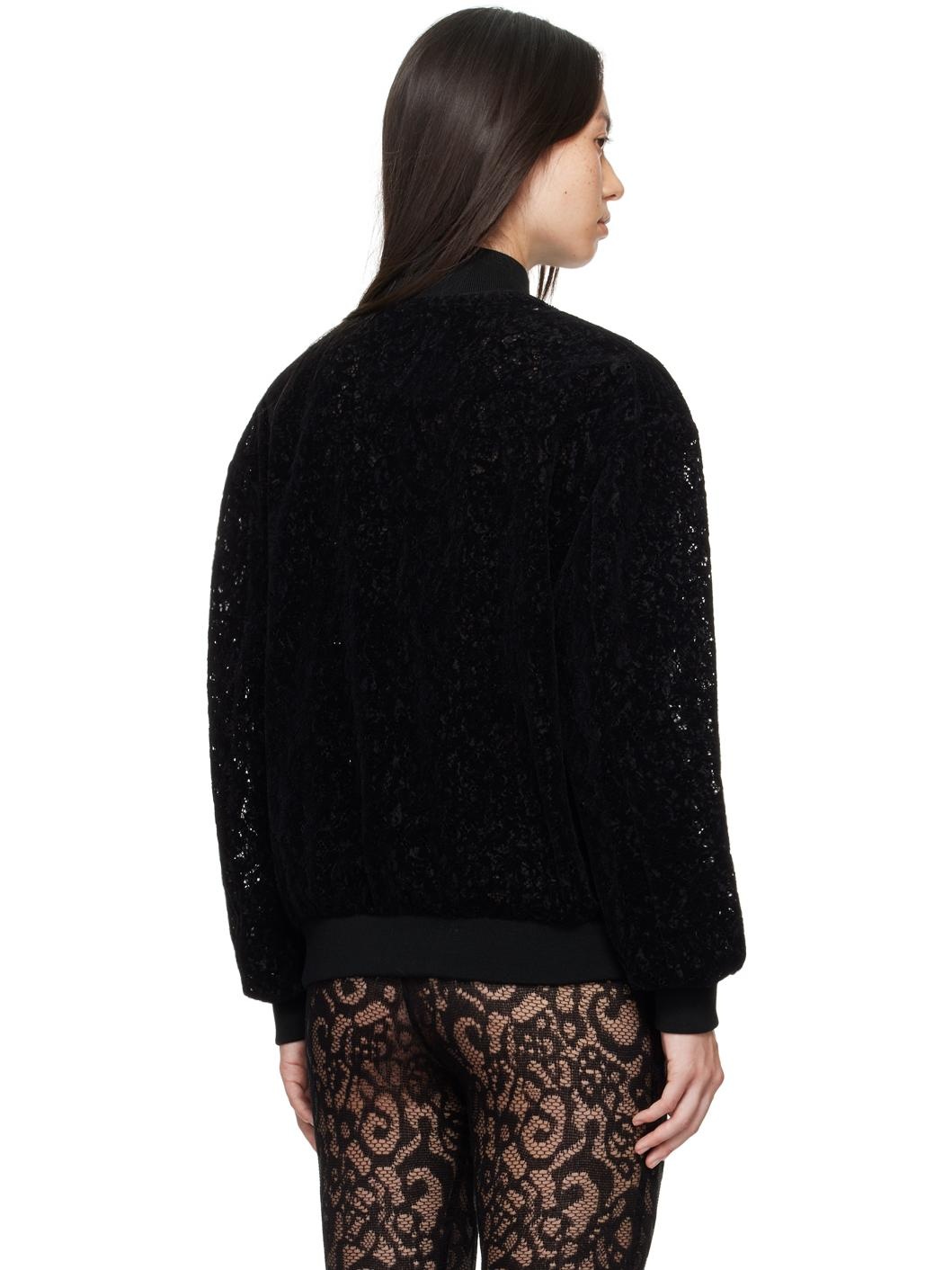 Black Lace Bomber Jacket - 3