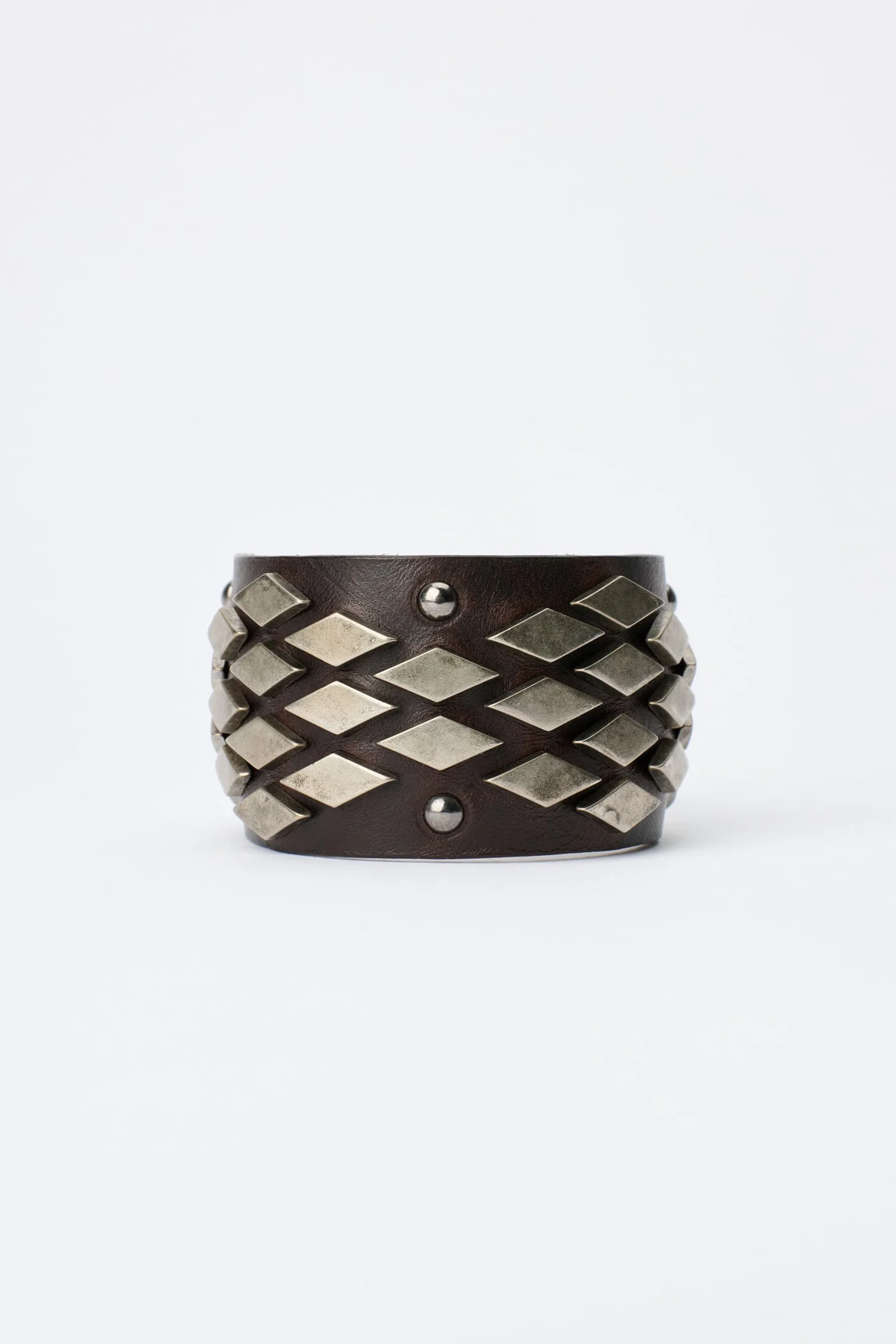 Abstract Snake Bracelet Oily Brown Cowhide - 1