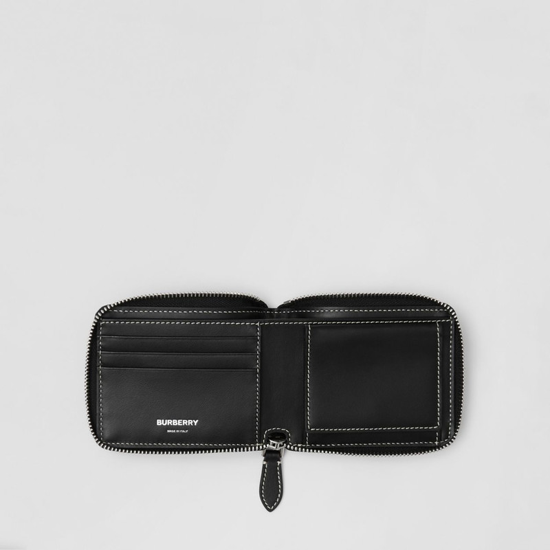 Badge Appliqué Leather Ziparound Wallet Lanyard 4