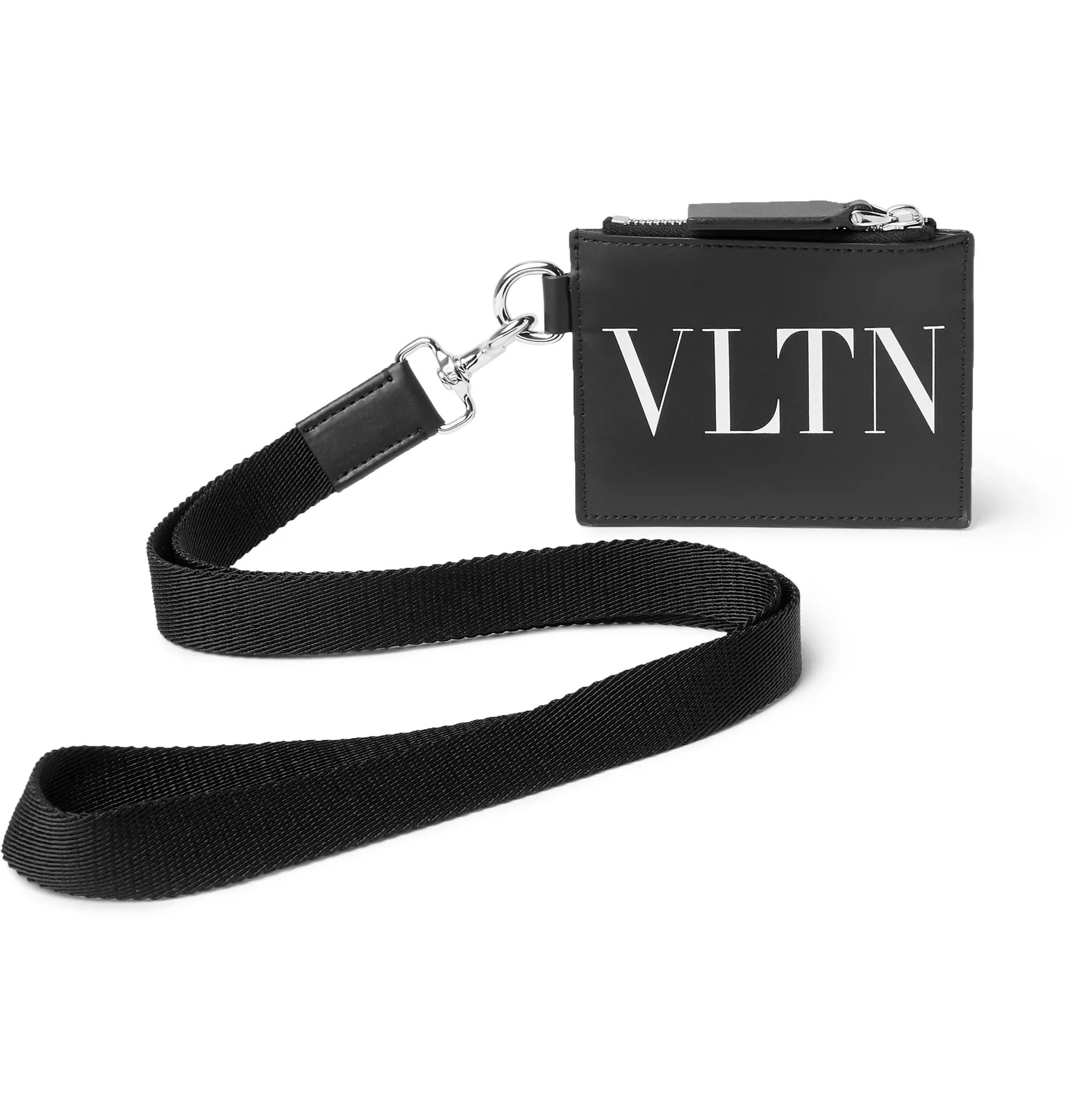 Valentino Garavani Logo-Print Leather Cardholder with Lanyard - 1