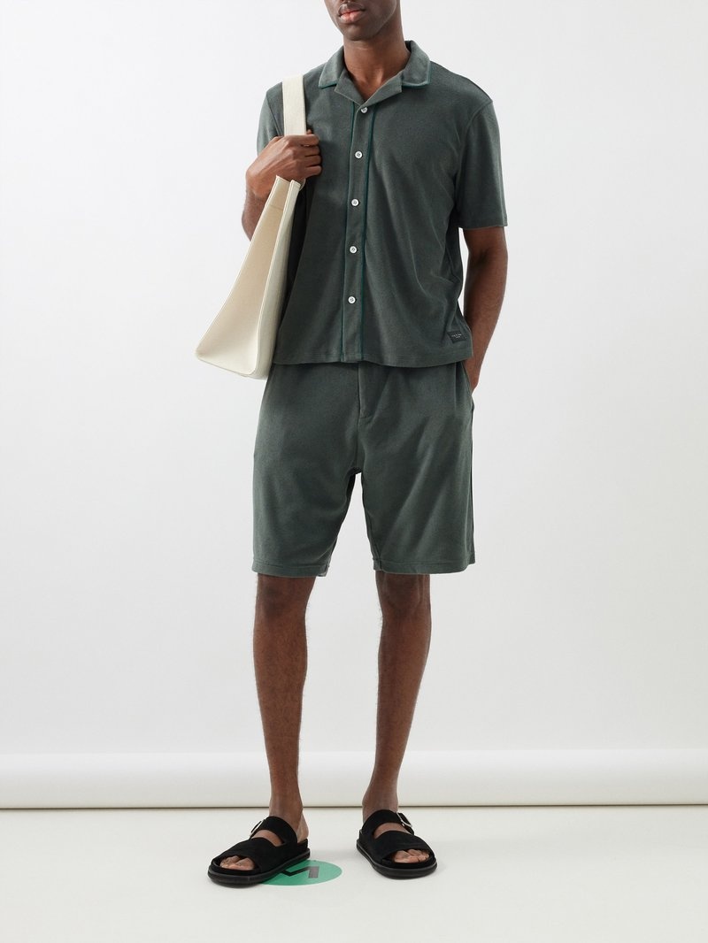 Elasticated-waist cotton-blend terry shorts - 2