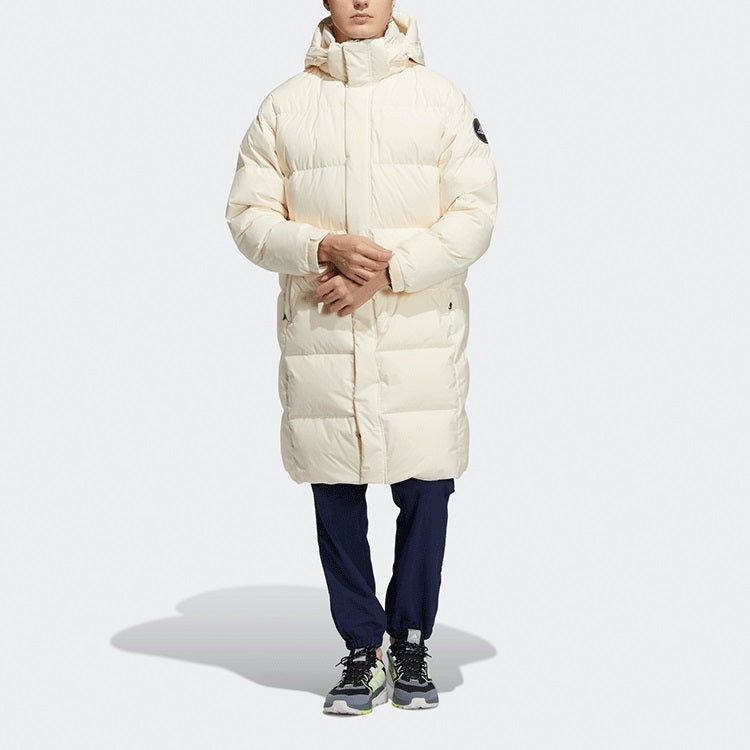 adidas 800 Solid Color Loose Detachable mid-length Down Jacket Couple Style Beige H23086 - 3