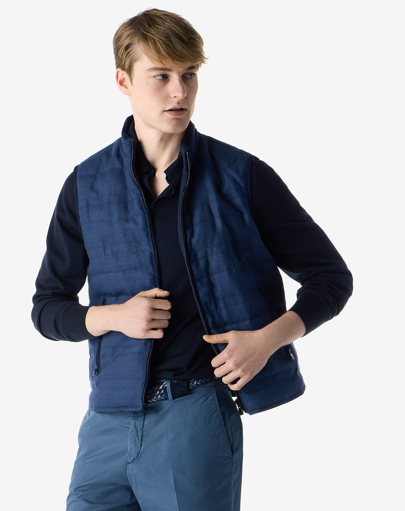 CORNELIANI Reversible padded navy blue gilet outlook