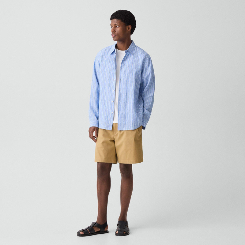 Theory Irving Shirt in Relaxed Linen Stripe outlook