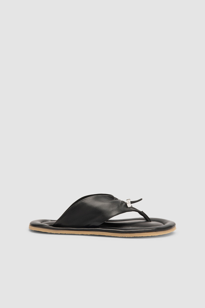 Dashiel Black Lamb Nappa Leather Flip-Flop Sandal 1