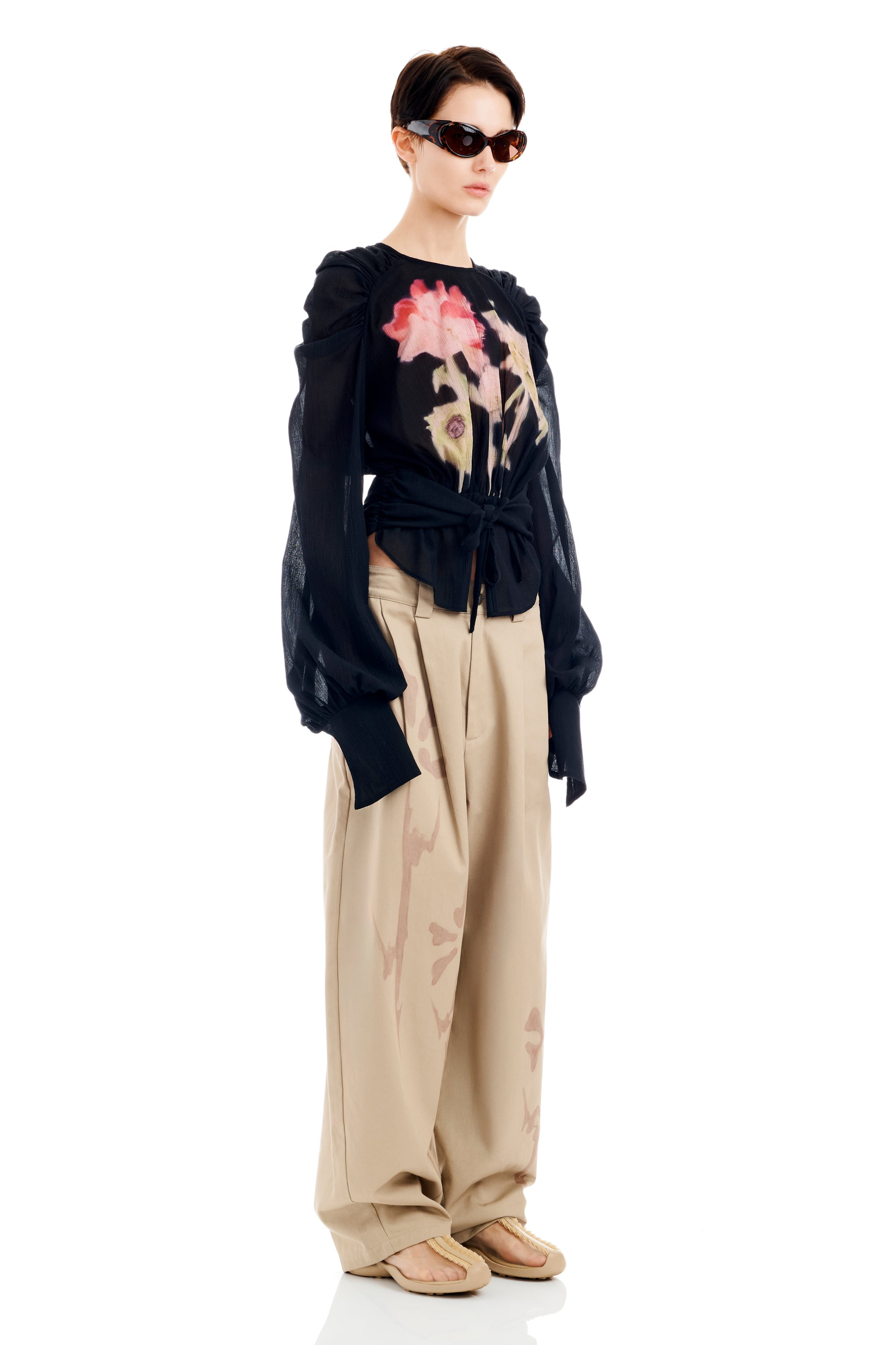 BLACK FLOWER DRIP IRIS TOP - 2