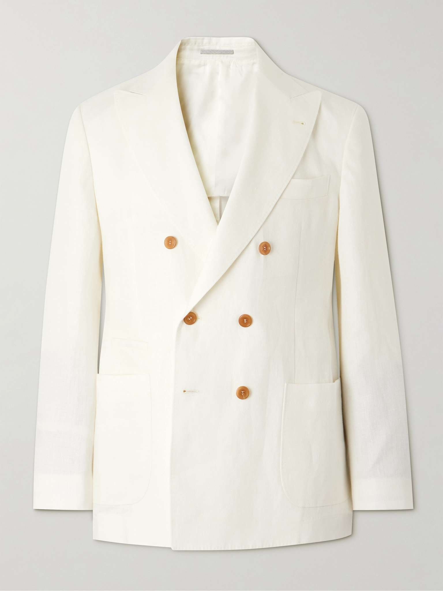 Double-Breasted Linen Suit Jacket - 1