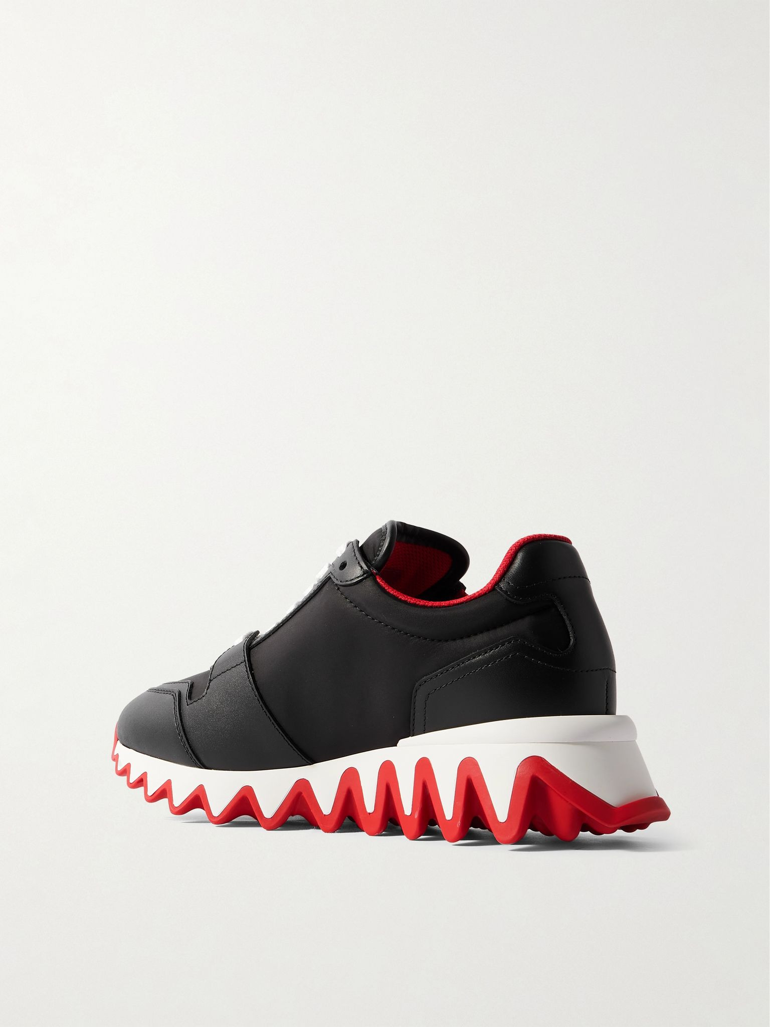 Nastroshark embroidered grosgrain-trimmed leather and shell sneakers Black - 3