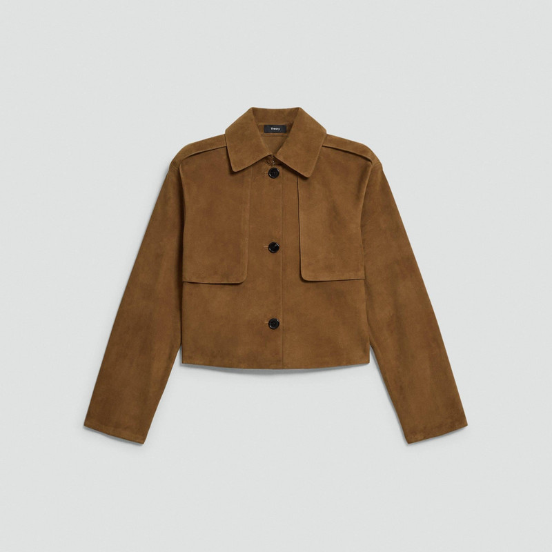 Cropped Trench Coat in Suede 1