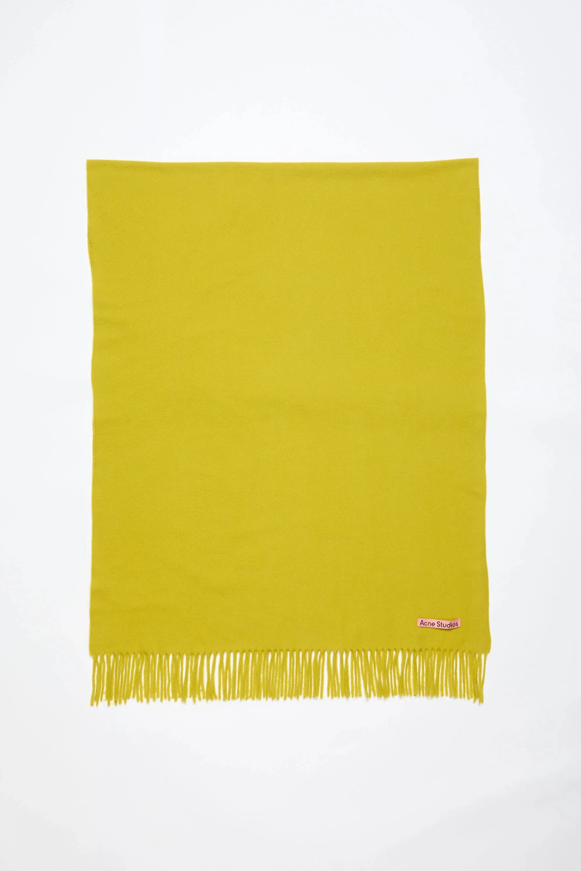Fringe wool scarf - oversized - Acid yellow - 1