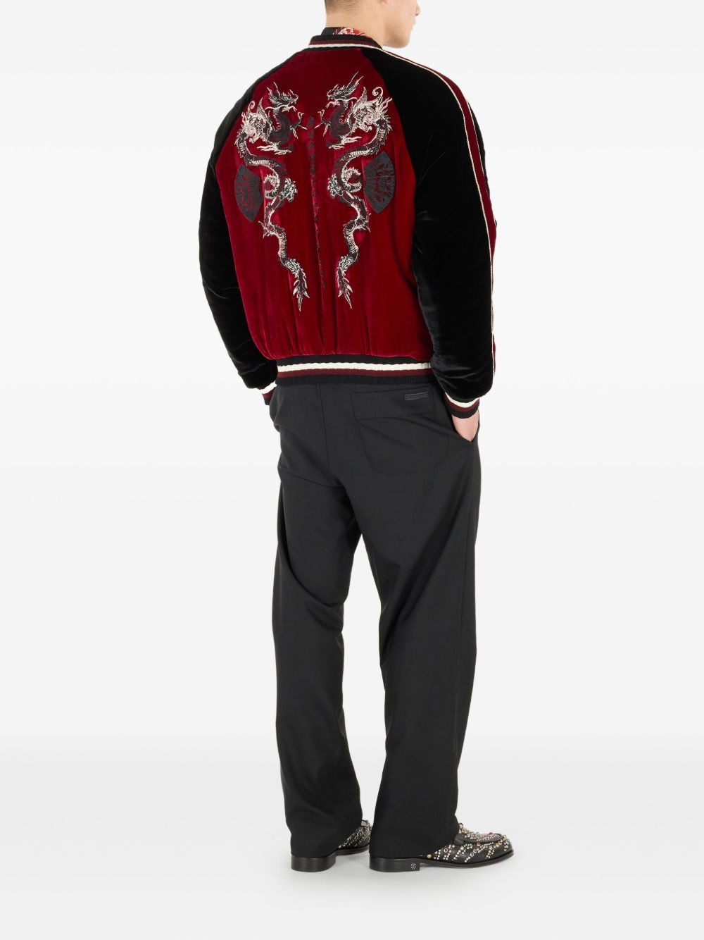 dragon-embroidered bomber jacket - 4