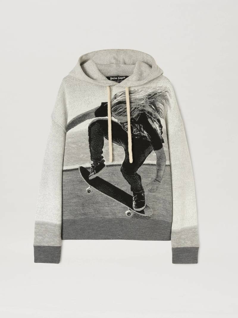 JACQUARD SKATER HOODED SWEATER - 1