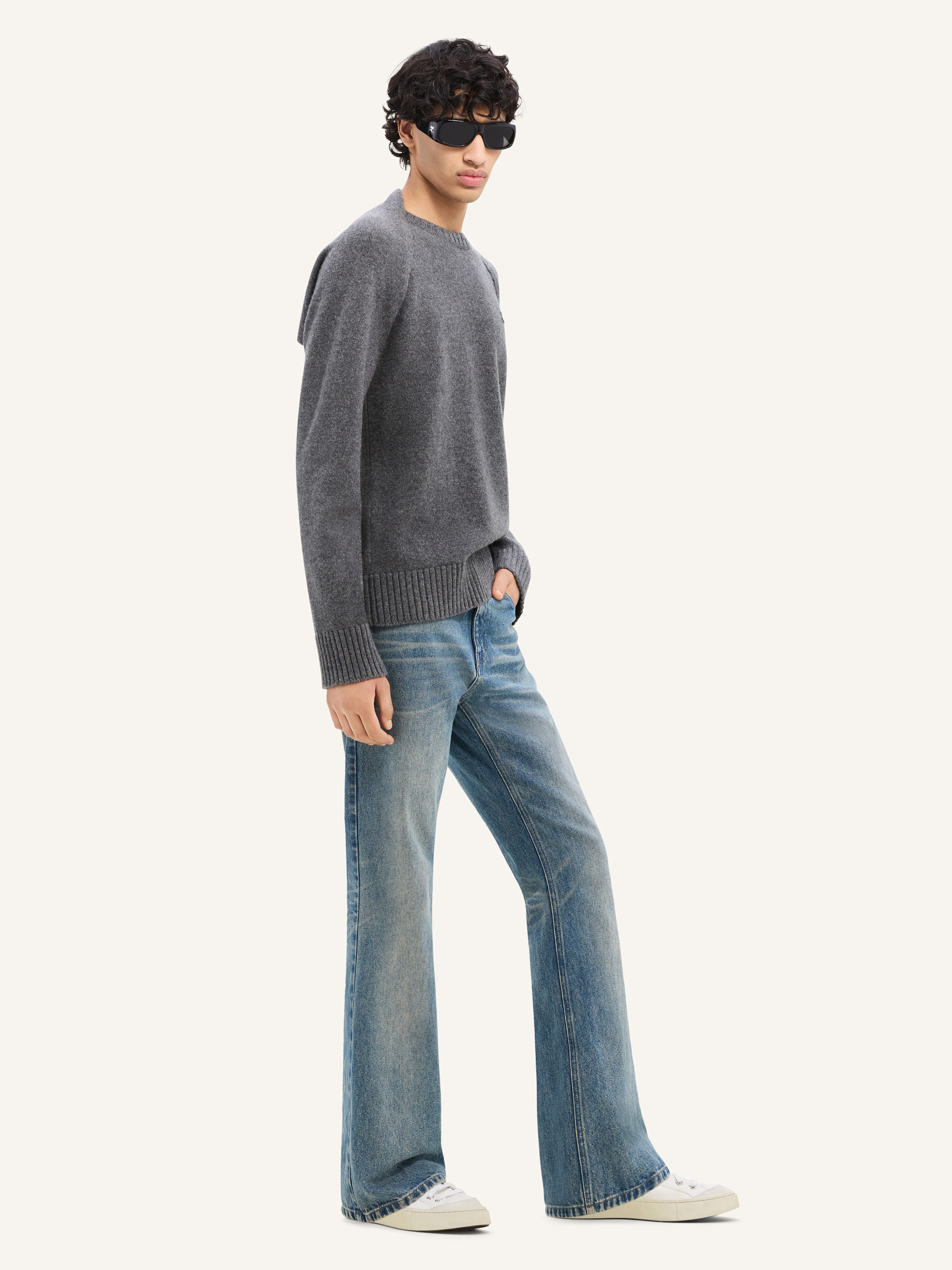 WOOL SWEATER WITH DRAP BEHIND THE BACK - 4