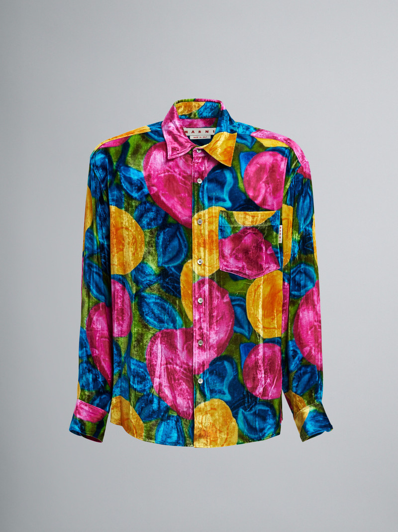SPRING RITE PRINT CRINKLED VELVET SHIRT 1