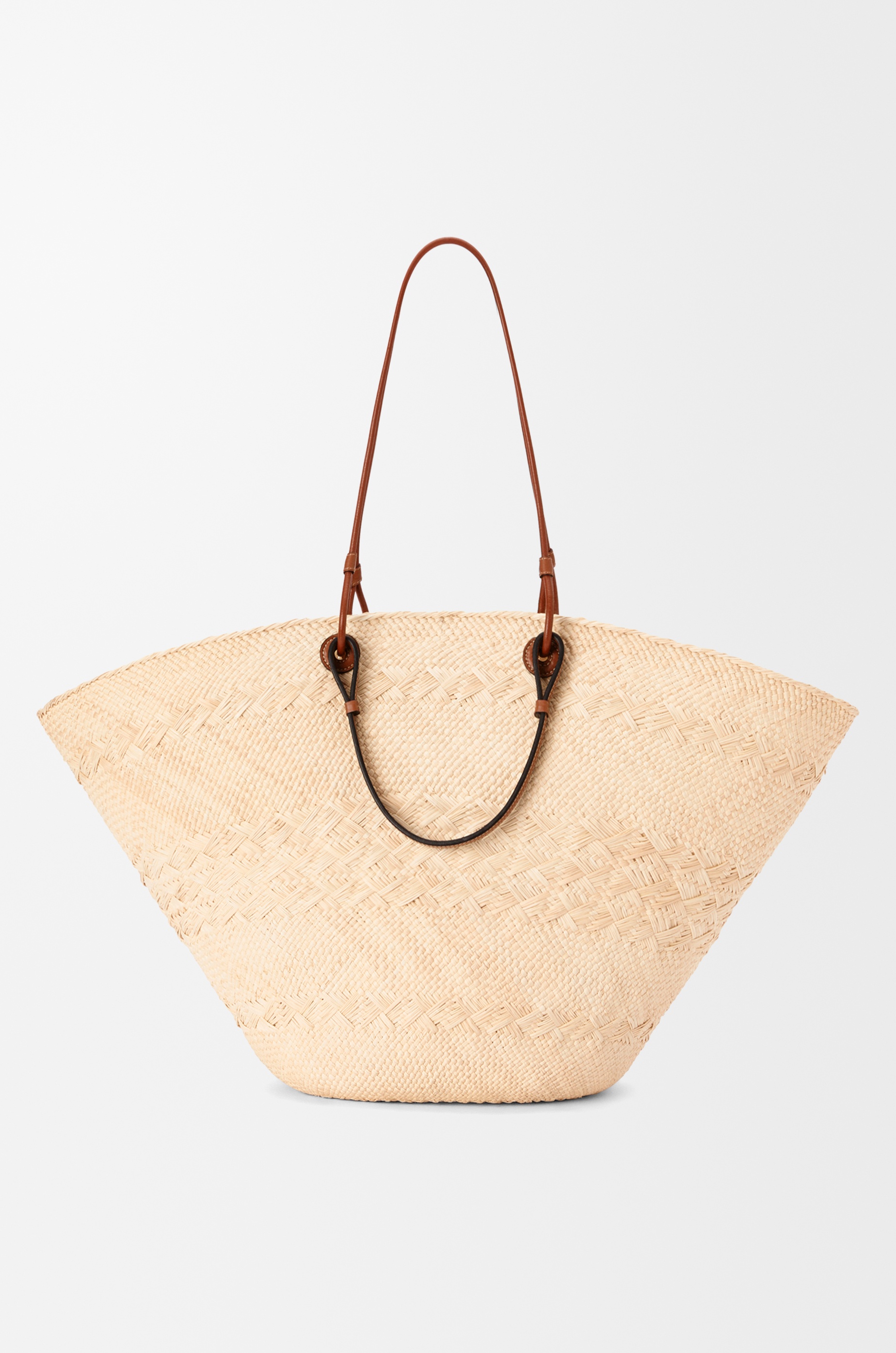 Large Anagram Basket bag in iraca palm and calfskin - 5