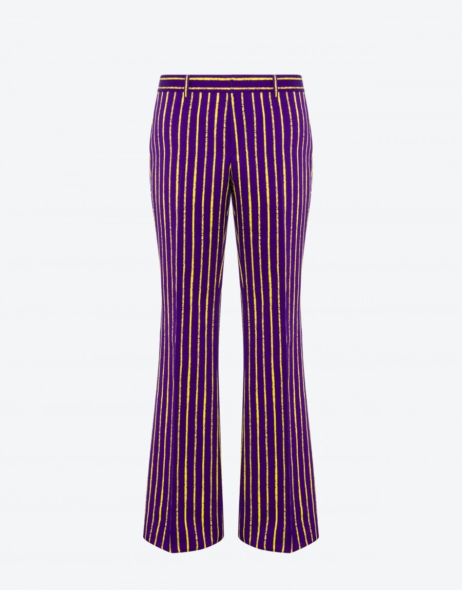 PINSTRIPES PRINT TWILL FLARE TROUSERS - 1