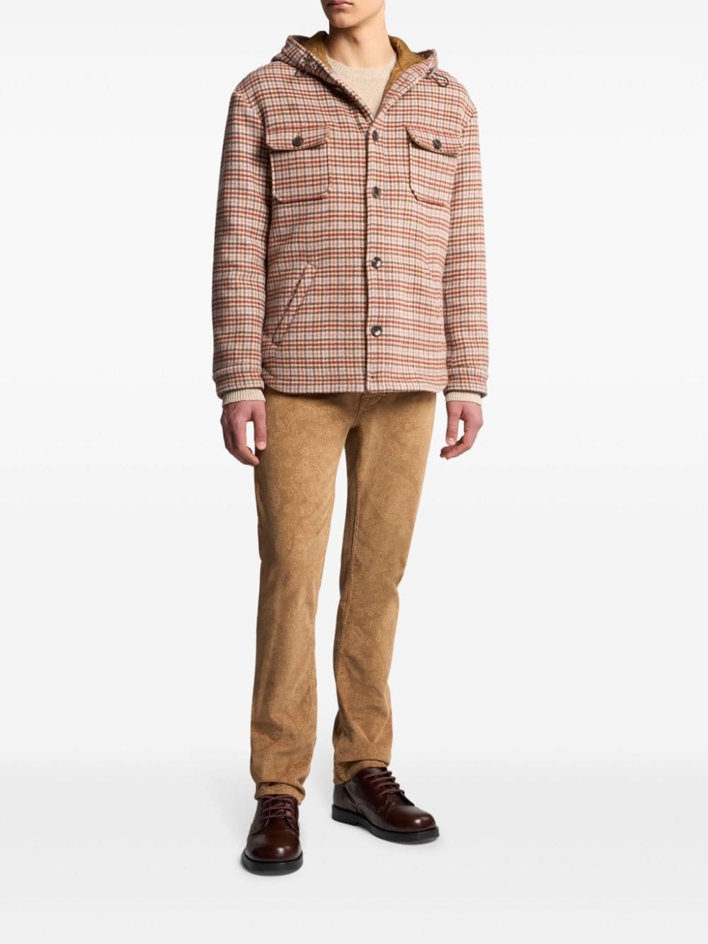 tartan-check hooded shirt jacket - 2