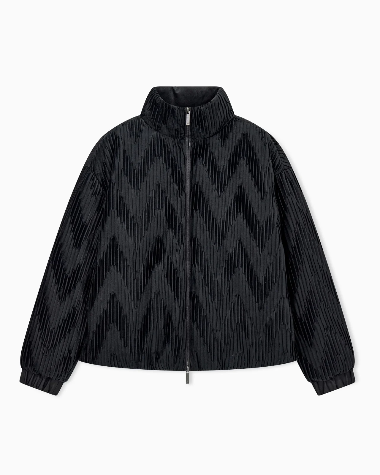 DOWN JACKET IN CHEVRON PLISSÉ VELVET WITH A FULL ZIP - 1
