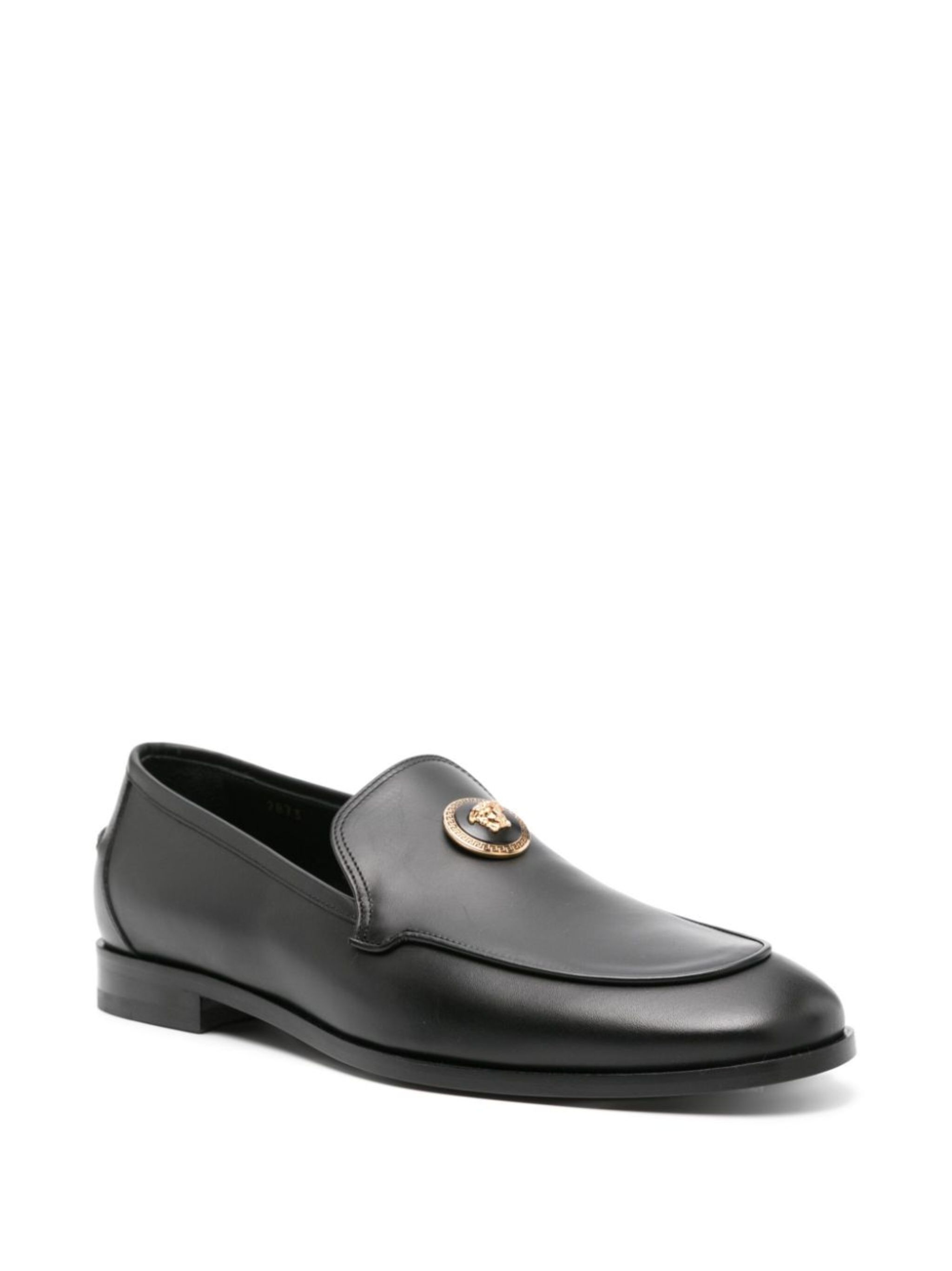 Medusa-plaque leather loafers - 2