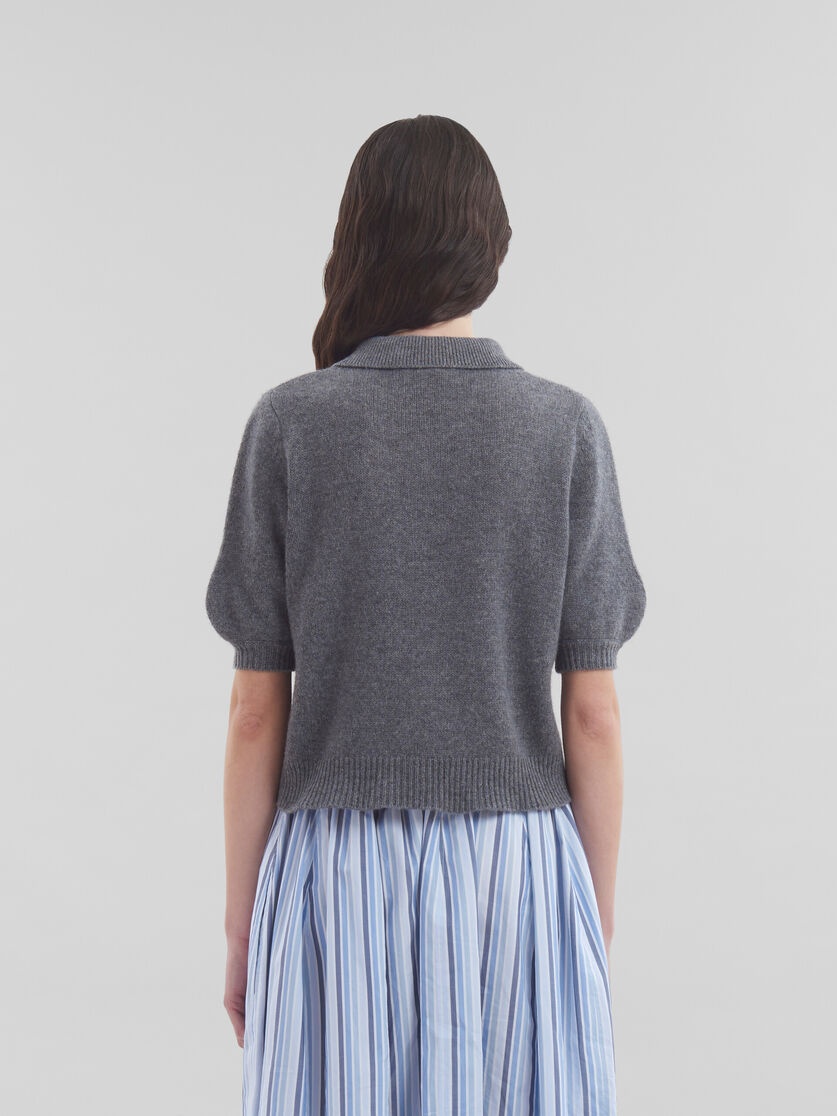 GREY CASHMERE POLO JUMPER WITH MARNI PATCH - 3