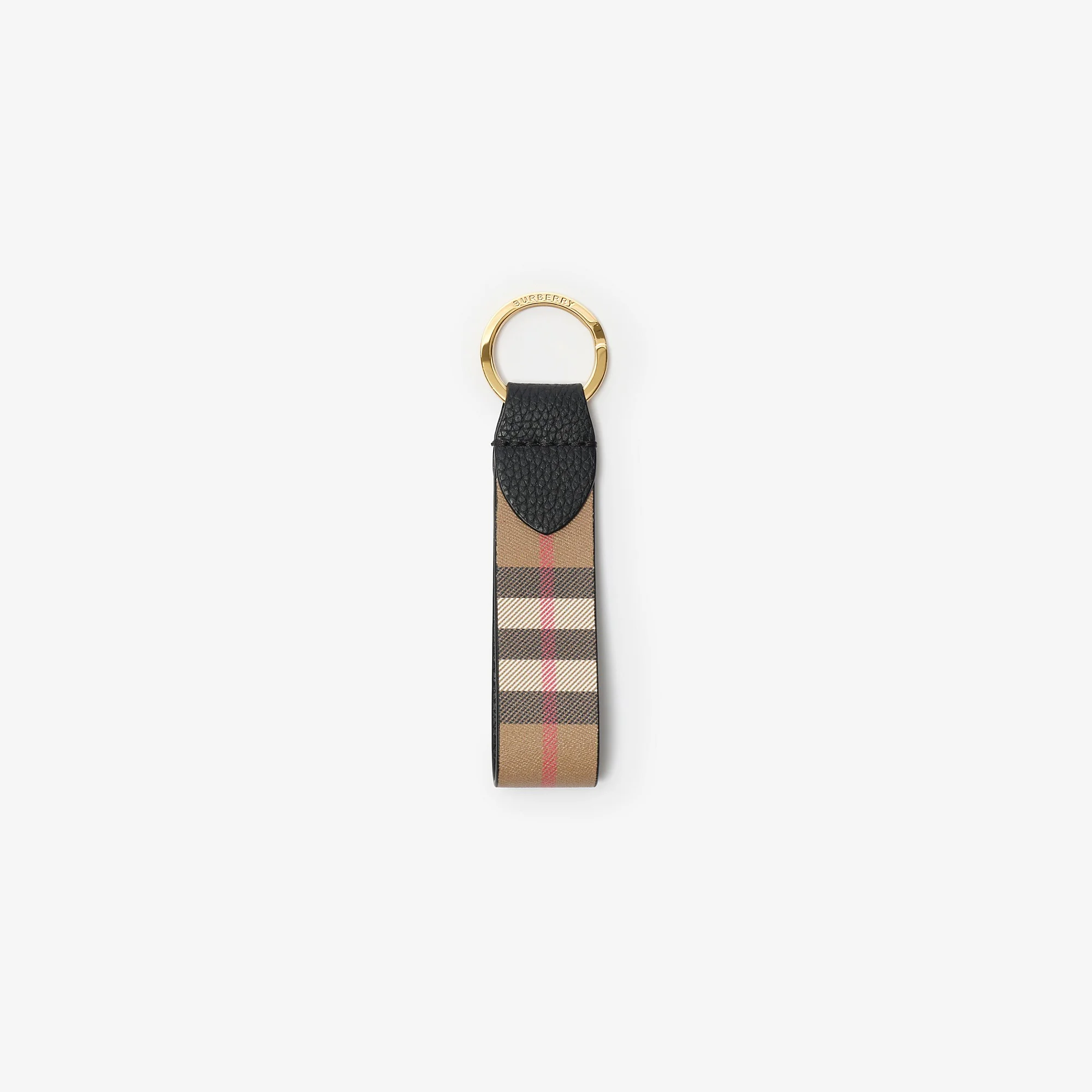 Check Leather Key Fob - 1