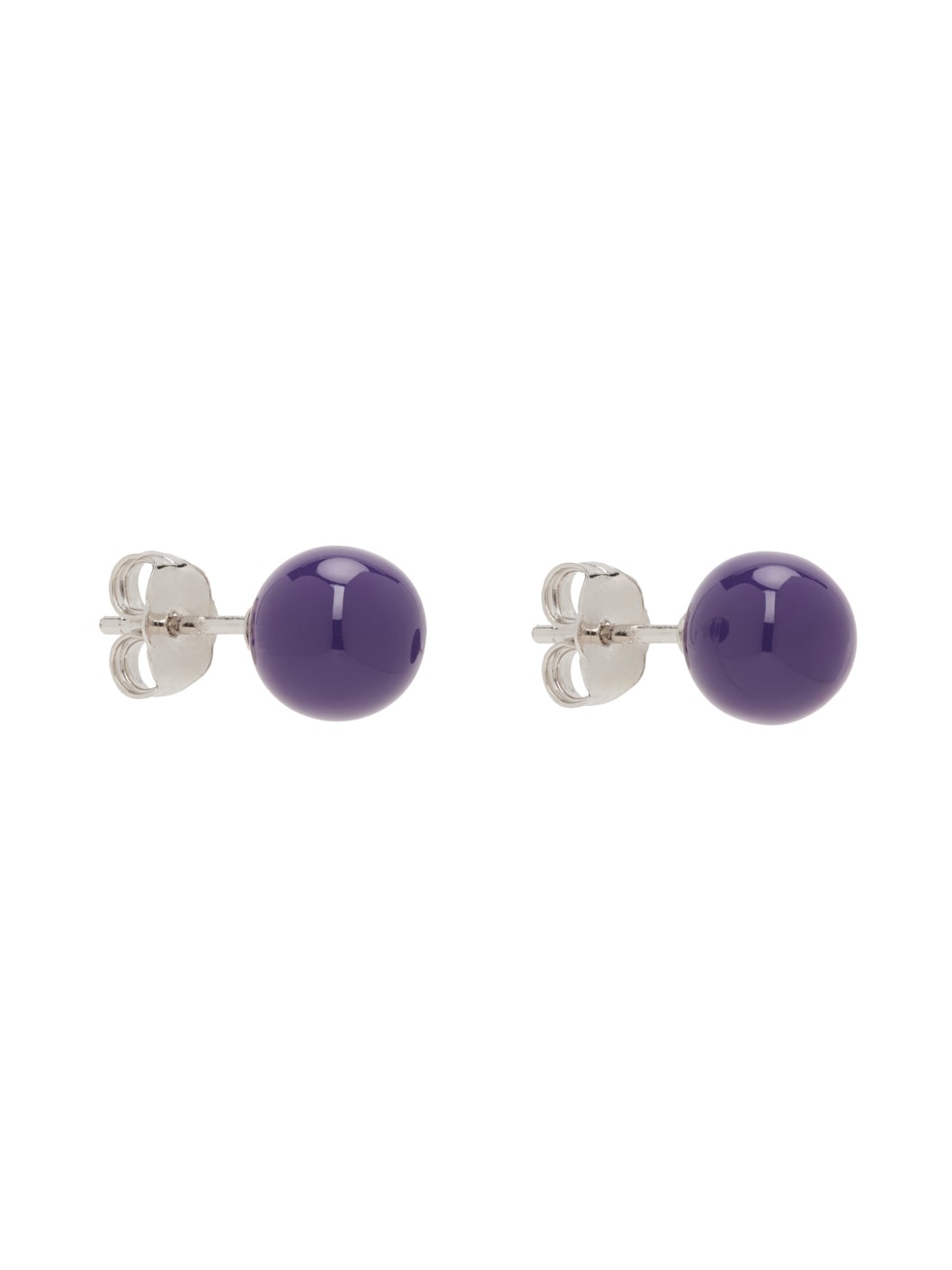 Silver & Purple Enameled Earrings - 2