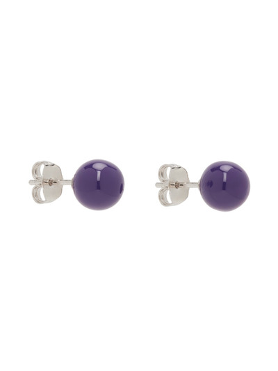 Dries Van Noten Silver & Purple Enameled Earrings outlook
