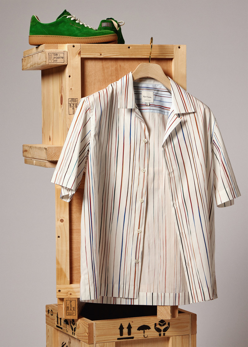 Paul Smith White 'Signature Pinstripe' Short-Sleeve Shirt outlook