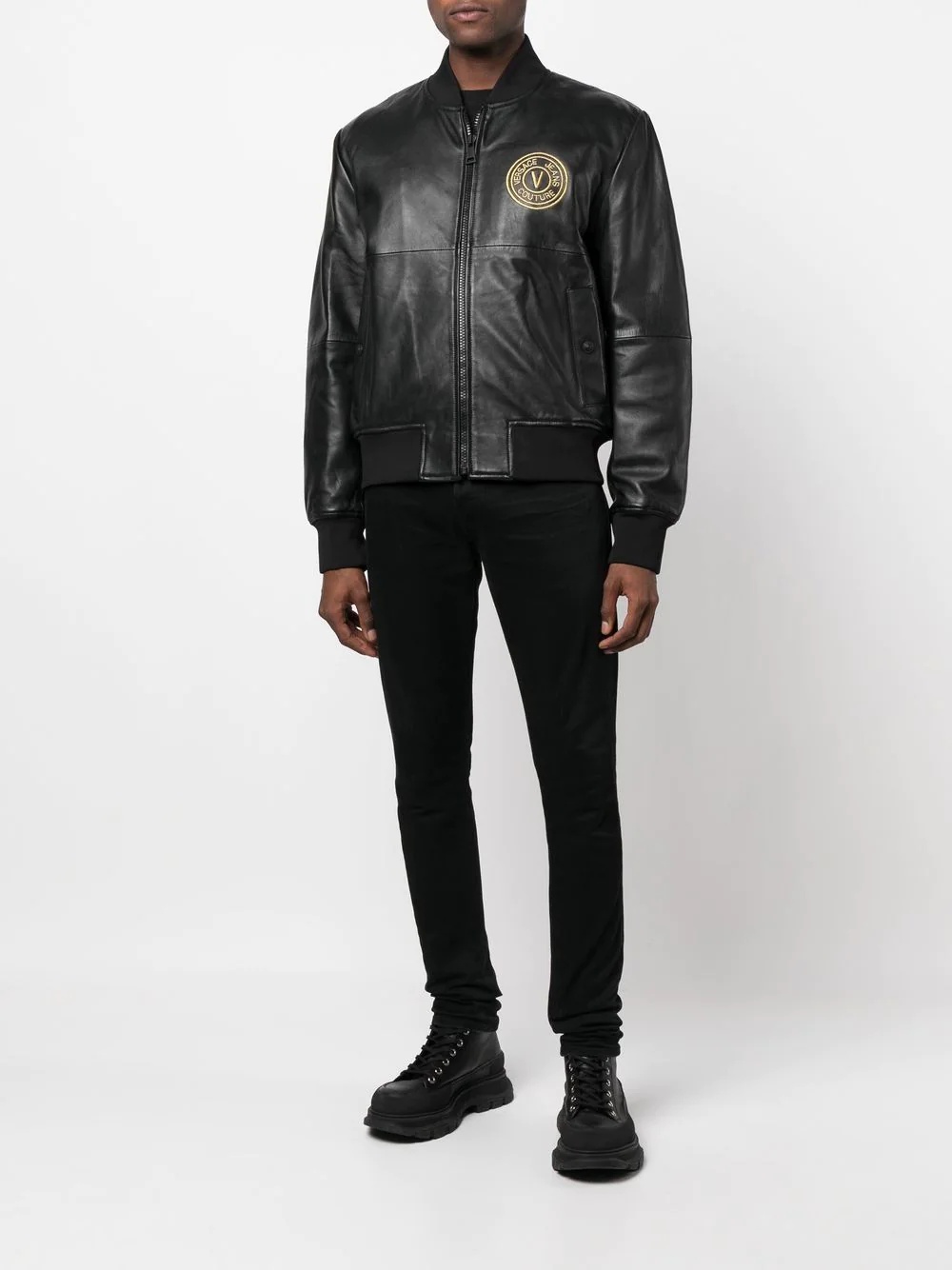 V-Emblem faux-leather bomber jacket - 2