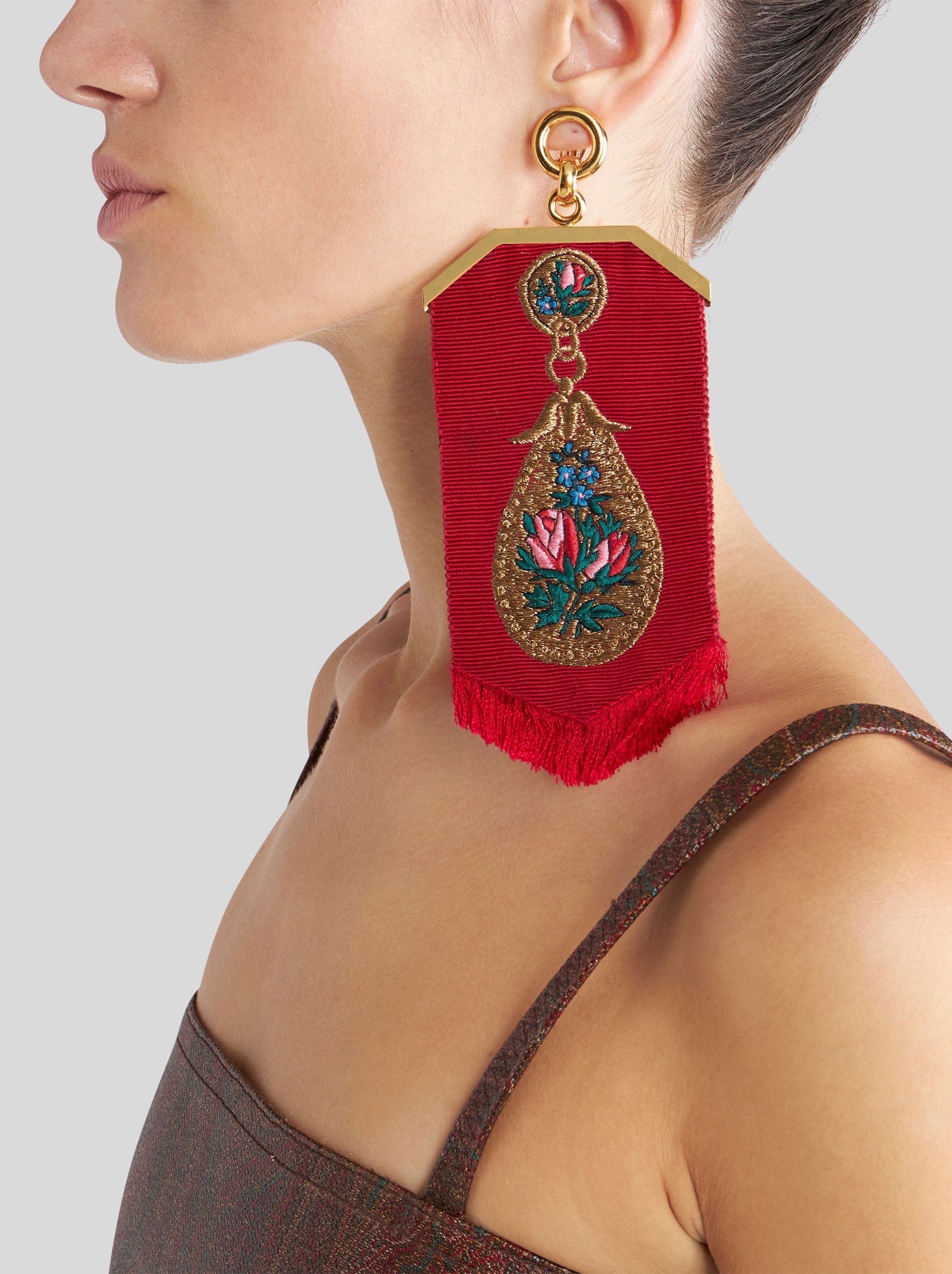 EMBROIDERED PENDANT EARRINGS - 2
