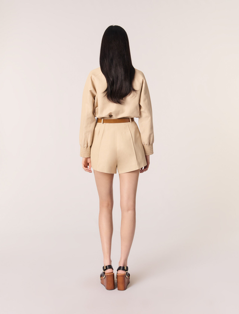 Linen and cotton shorts with darts 4