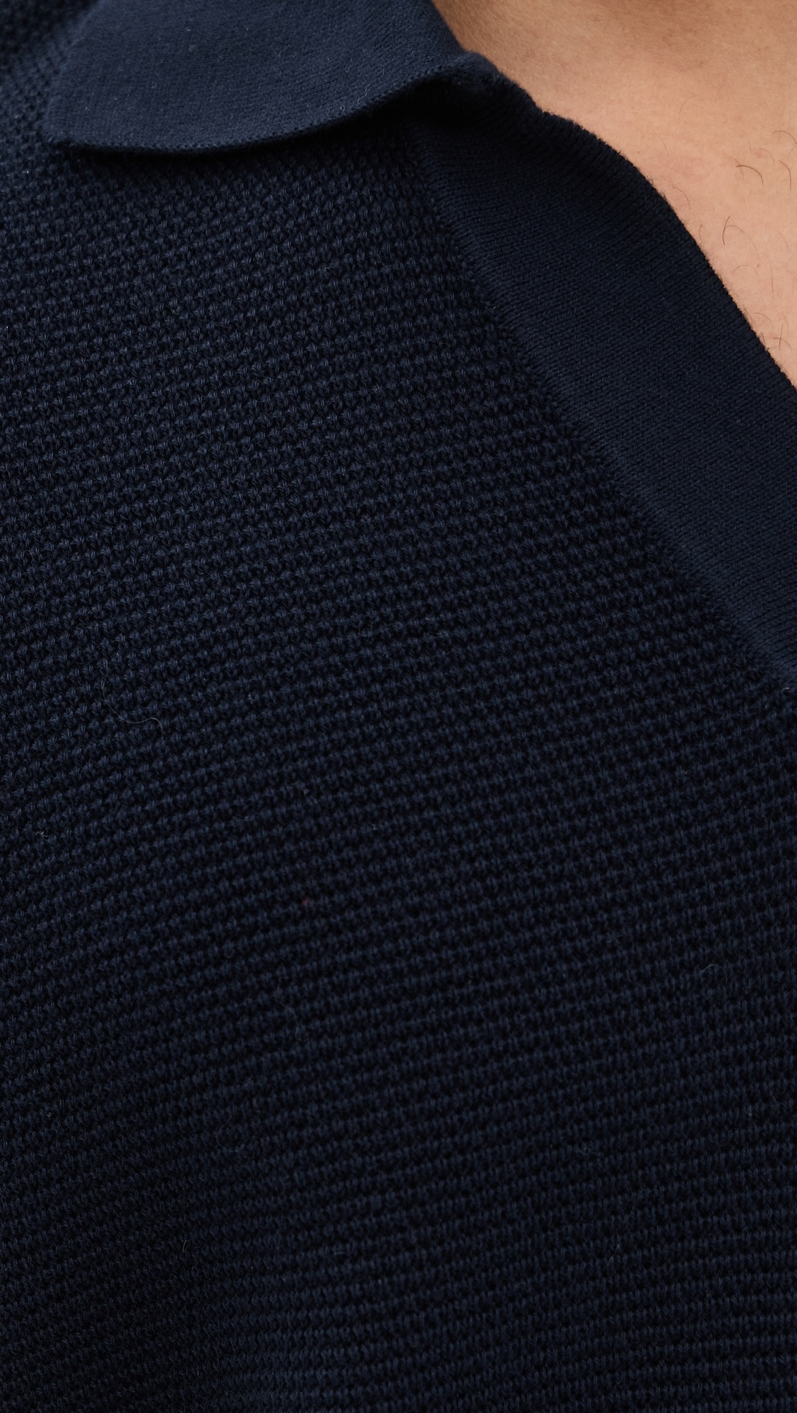Rino Str Cotton Salt and Pepper Stitch Knitted Polo - 5