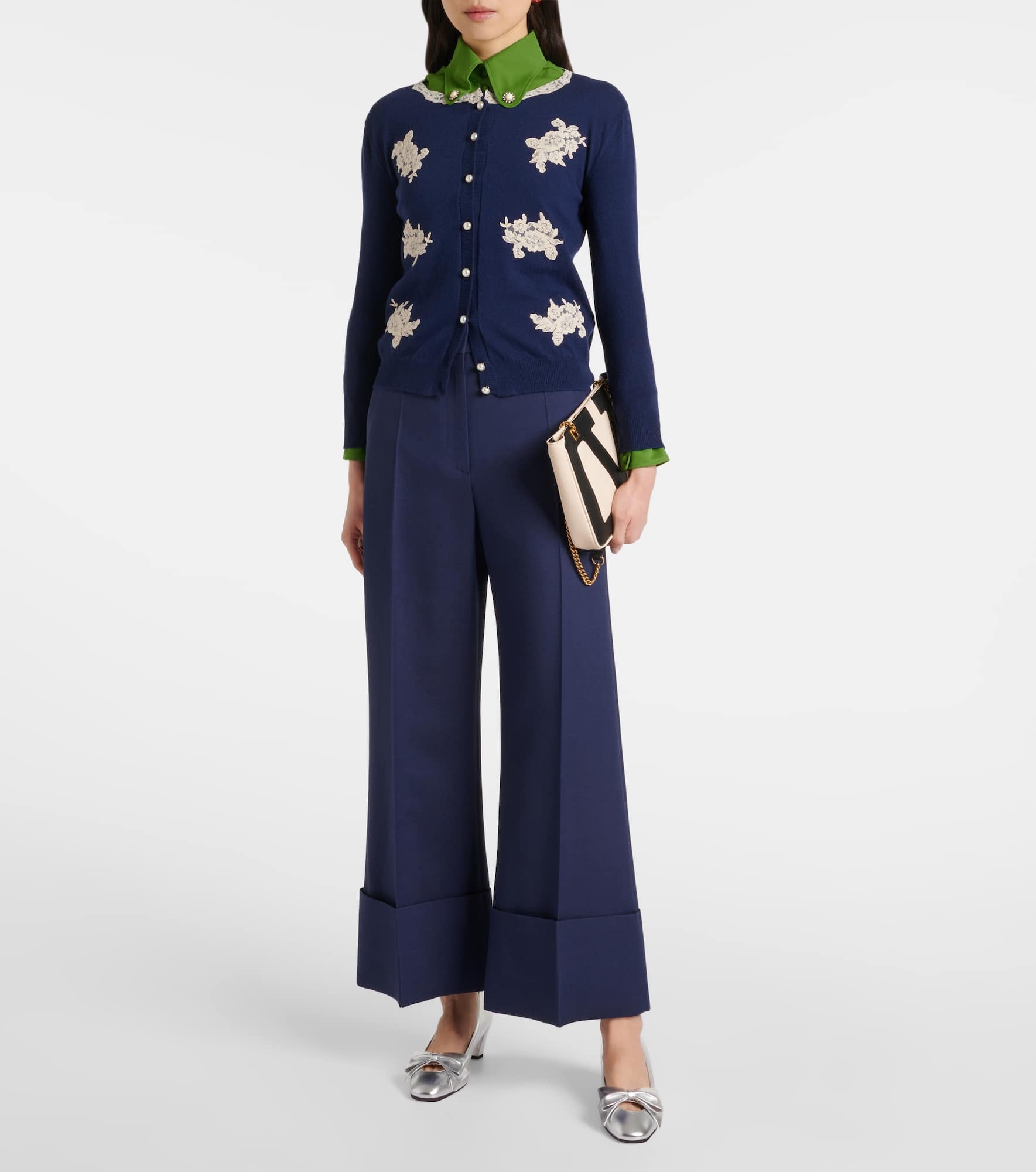 Lace-trimmed virgin wool cardigan - 2