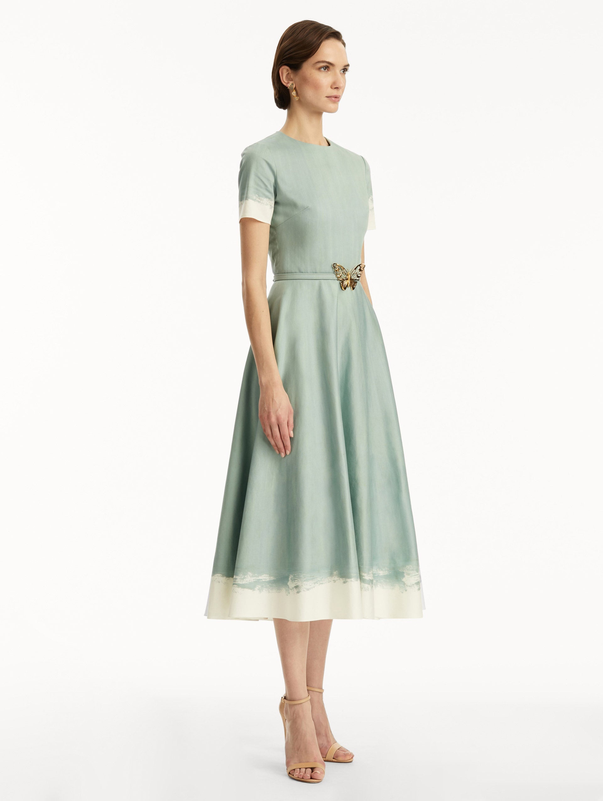 BUTTERFLY BELT COTTON POPLIN DRESS - 4