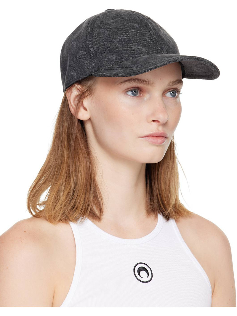 Marine Serre Gray Moon Laser Denim Baseball Cap outlook