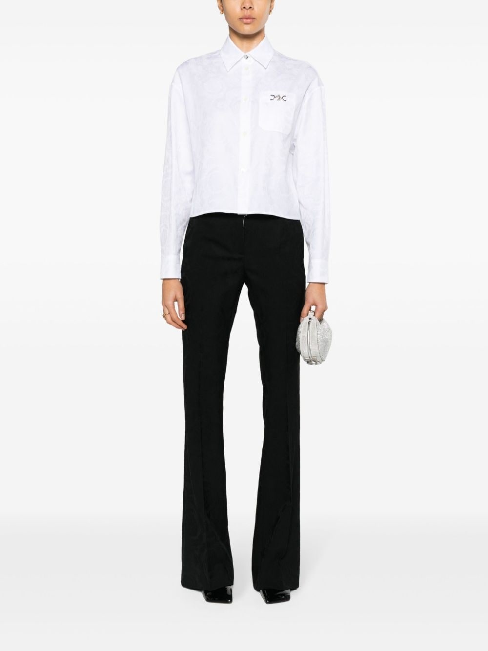 baroque-jacquard flared trousers - 2