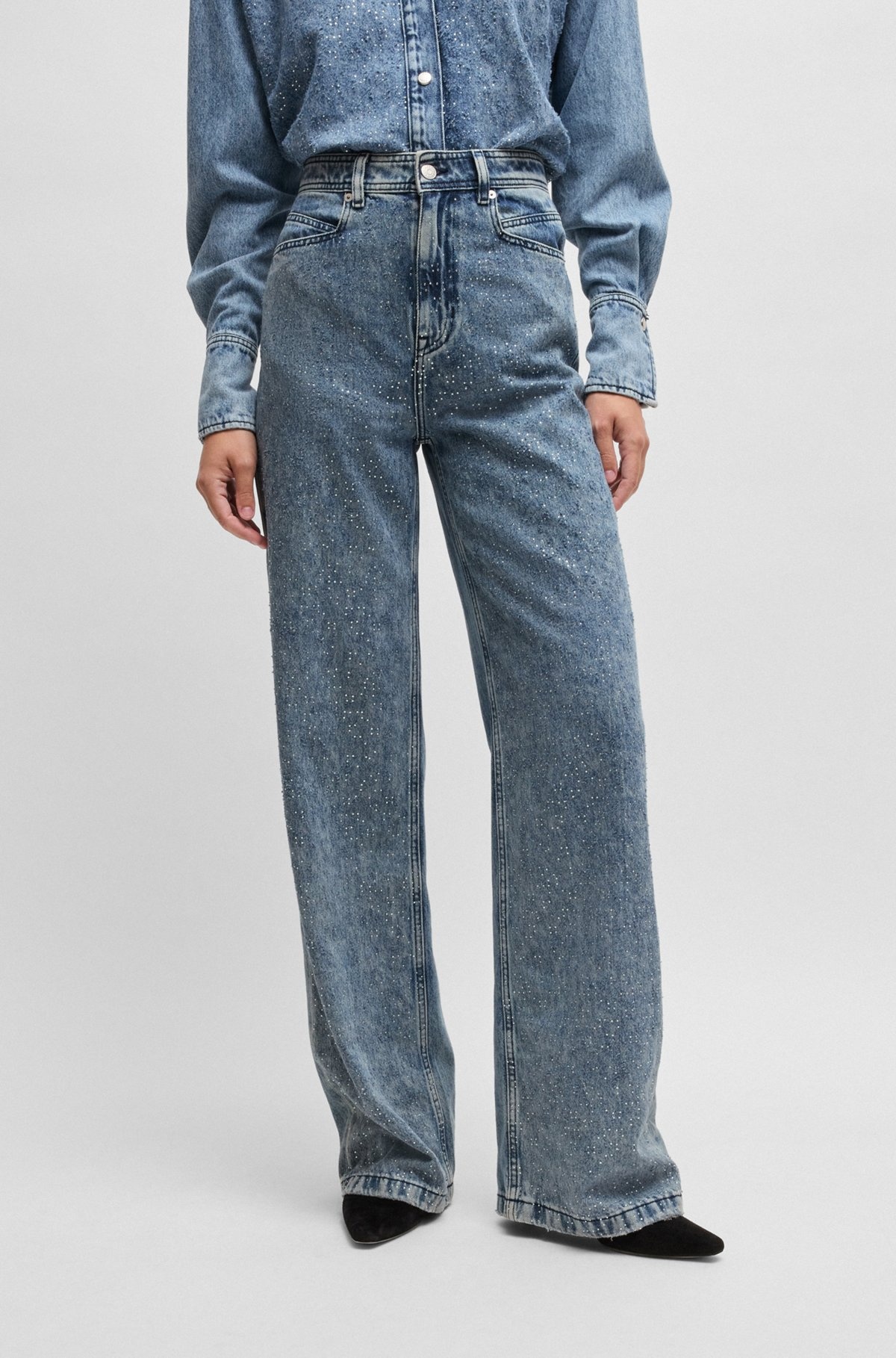 WIDE-LEG JEANS IN BLUE DENIM - 2