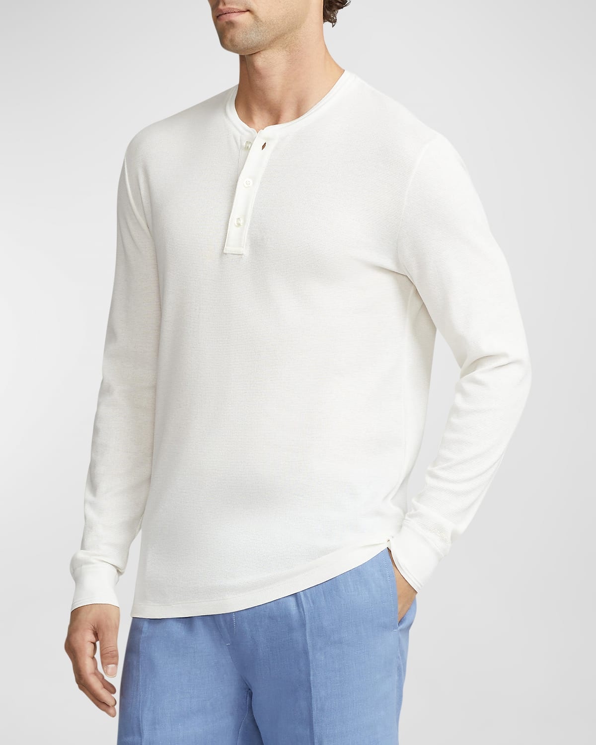 Men's Cotton and Mulberry Silk Henley Shirt - 6