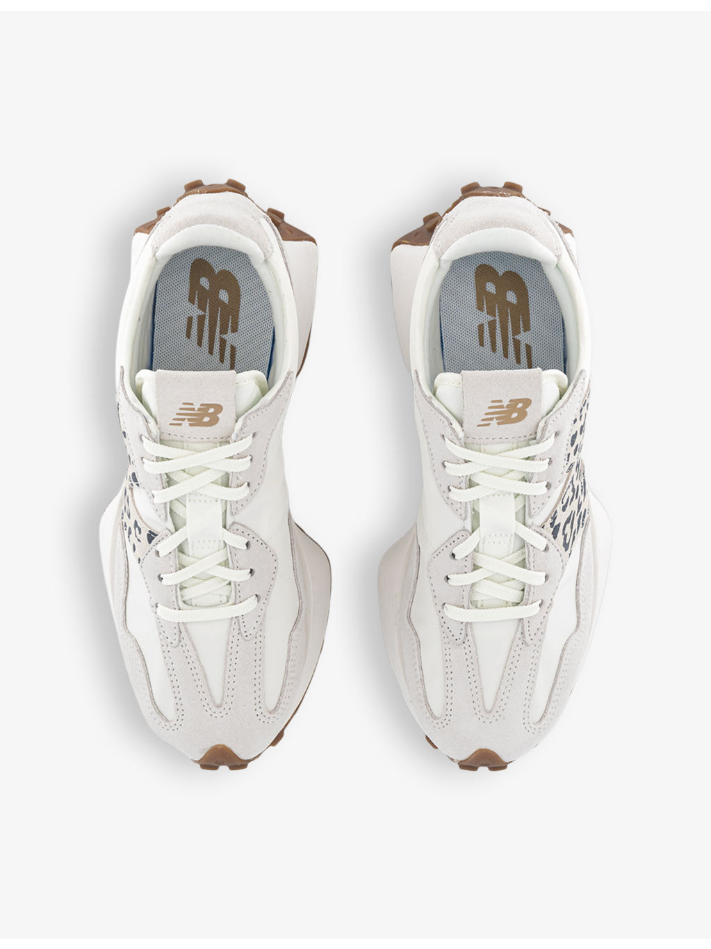 327 logo-embroidered suede and woven low-top trainers - 2