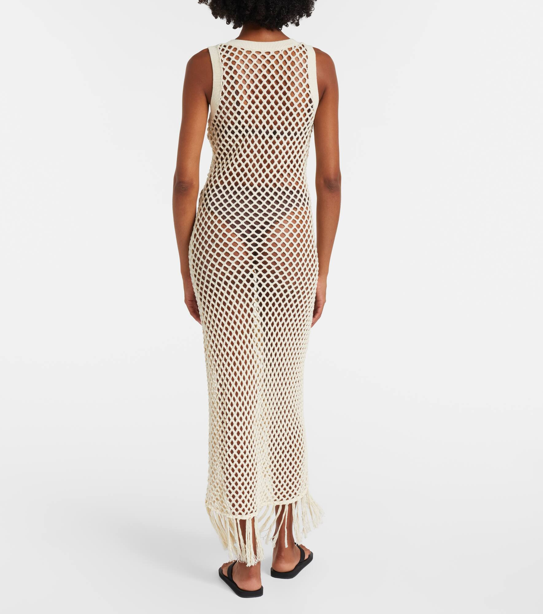 Ilaria fringed open-knit cotton maxi dress - 3