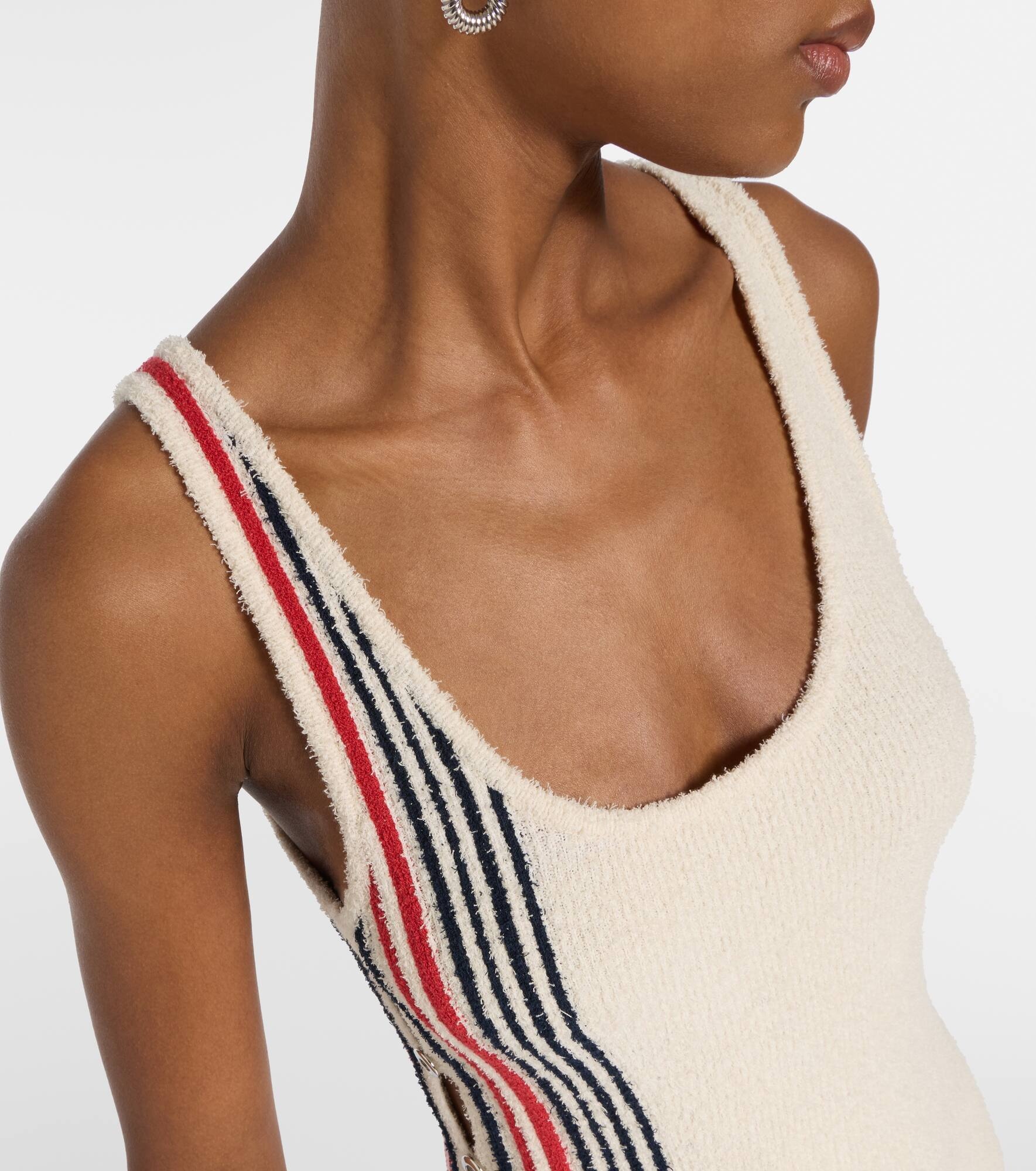 Striped cotton-blend terry midi dress - 4