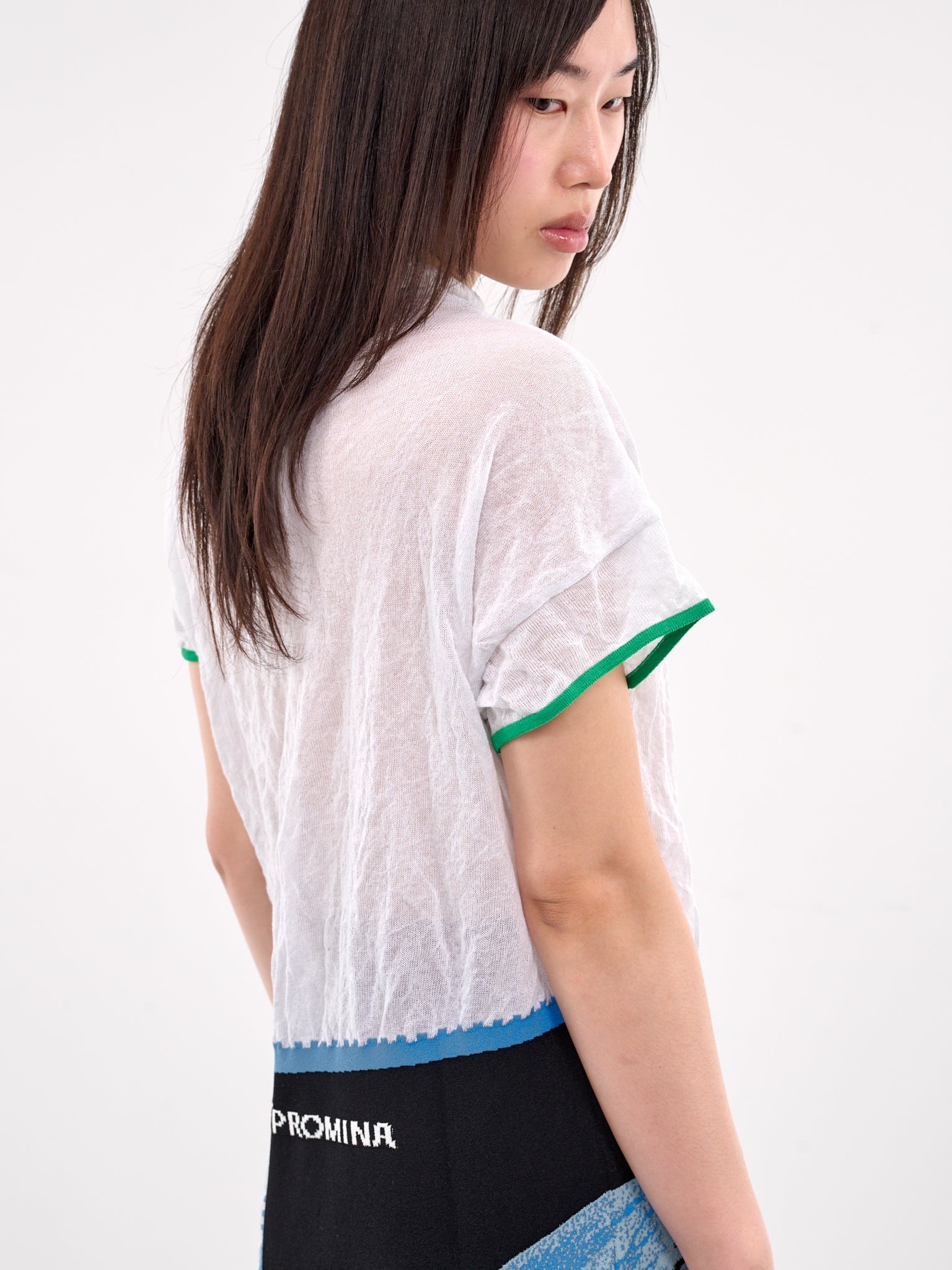 Sheer Graphic Knit Tee - 5