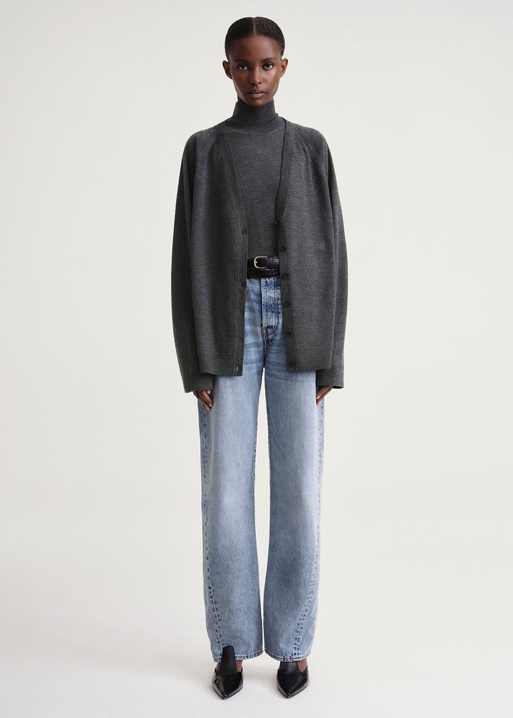 Raglan-sleeve wool cardigan dark grey mélange - 2