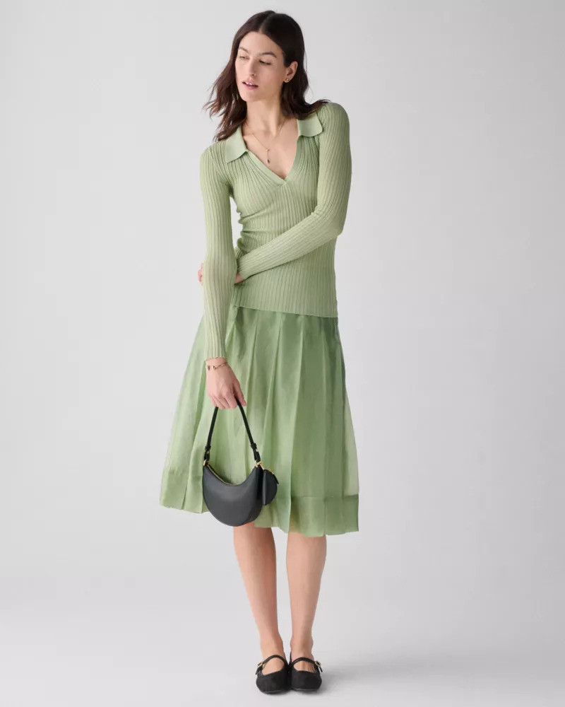 kate spade Crinkled Organza Pleated Skirt outlook