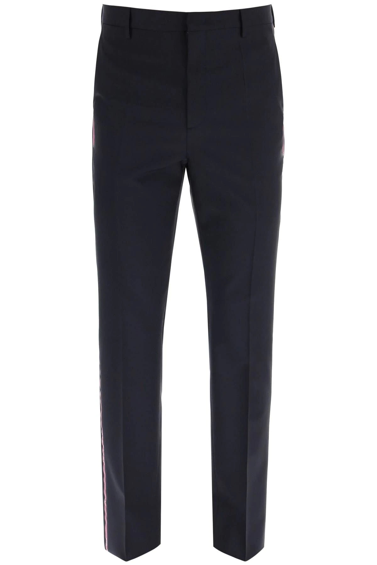 MOHAIR WOOL TROUSERS WITH LOGO SELVEDGE - 1